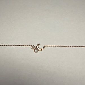 Rose gold, women’s necklace with moon star, and opal stone